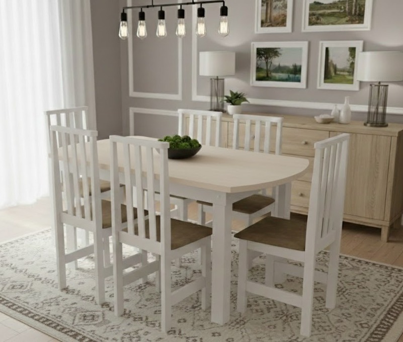 Mesa Meia Lua 152x90 c/pés c/6 cad. ALTA